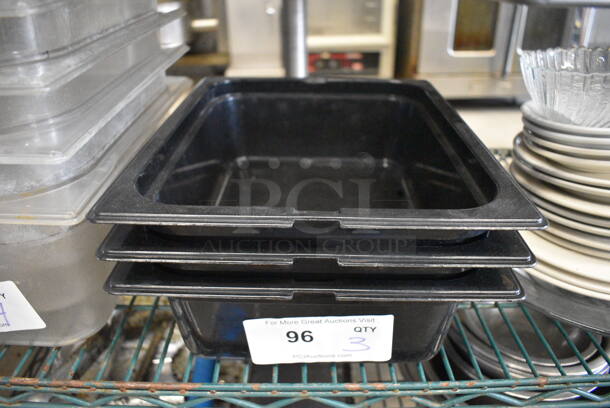 ALL ONE MONEY! Lot of 3 Black Poly 1/2 Size Drop In Bins! 1/2x4 - Image 1 of 3