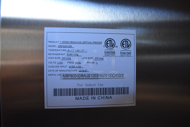 BRAND NEW SCRATCH AND DENT! 2019 Atosa MBF8001GR Stainless Steel Commercial Single Door Reach In Freezer on Commercial Casters. 115 Volts, 1 Phase. 29x32x81.5. Tested and Powers On But Does Not Get Cold - Image 5 of 6