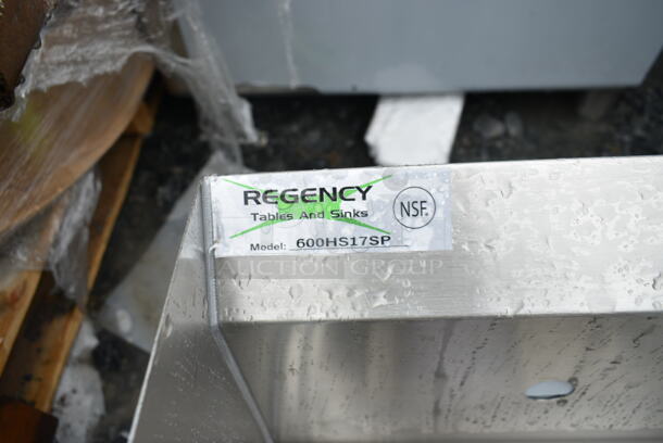 2 BRAND NEW SCRATCH AND DENT! Regency  600HS17SP 17" x 15" Wall-Mounted Hand Sink with Gooseneck Faucet and Side Splash. 2 Times Your Bid!  - Image 9 of 10