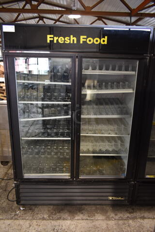 True GDM-49 ENERGY STAR Metal Commercial 2 Door Reach In Cooler Merchandiser w/ Poly Coated Racks. 115 Volts, 1 Phase. Tested and Working!