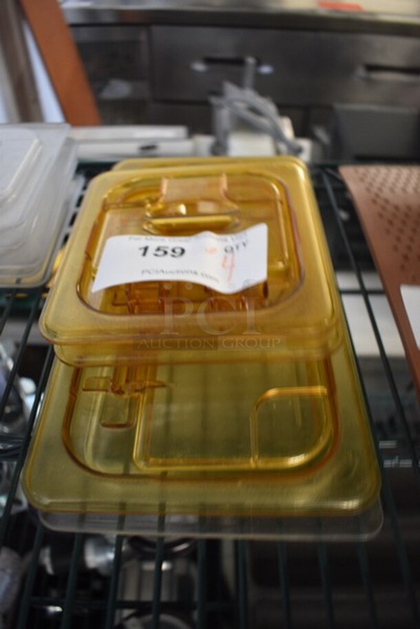ALL ONE MONEY! Lot of 4 Various Amber and Clear Poly Drop In Bin Lids. Includes 1x3 & 1x6 Size. - Image 1 of 4