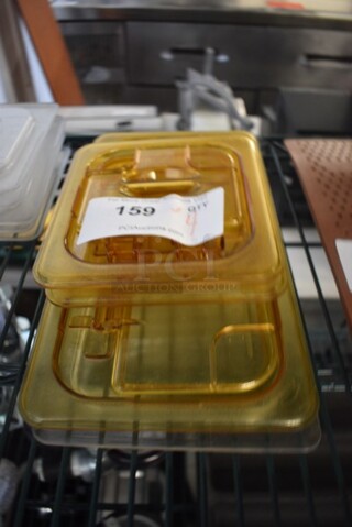 ALL ONE MONEY! Lot of 4 Various Amber and Clear Poly Drop In Bin Lids. Includes 1x3 & 1x6 Size.