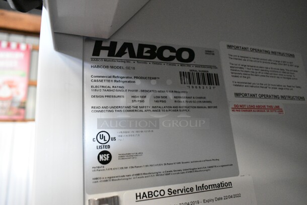 2019 Habco SE18 Metal Commercial Single Door Reach In Cooler Merchandiser. 115 Volts, 1 Phase. Tested and Working! - Image 6 of 6