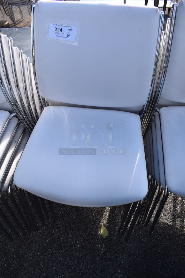 6 White Dining Height Chairs on Chrome Finish Frame. 20x20x35. 6 Times Your Bid! - Image 2 of 5