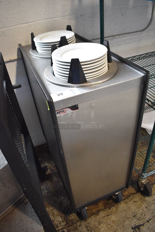 APW Wyott ML2-9-5P Stainless Steel Commercial 2 Well Plate Dispenser w/ Plates on Commercial Casters. 15.5x31x41 - Image 3 of 5