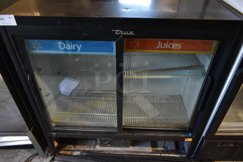 2017 True GDM-41SL-48-HC-LD Metal Commercial 2 Door Reach In Cooler Merchandiser w/ Poly Coated Racks. 115 Volts, 1 Phase. Tested and Working!