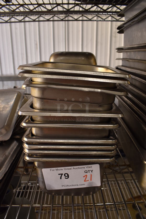 21 Stainless Steel 1/6 Size Drop In Bins. 1/6x4. 21 Times Your Bid!