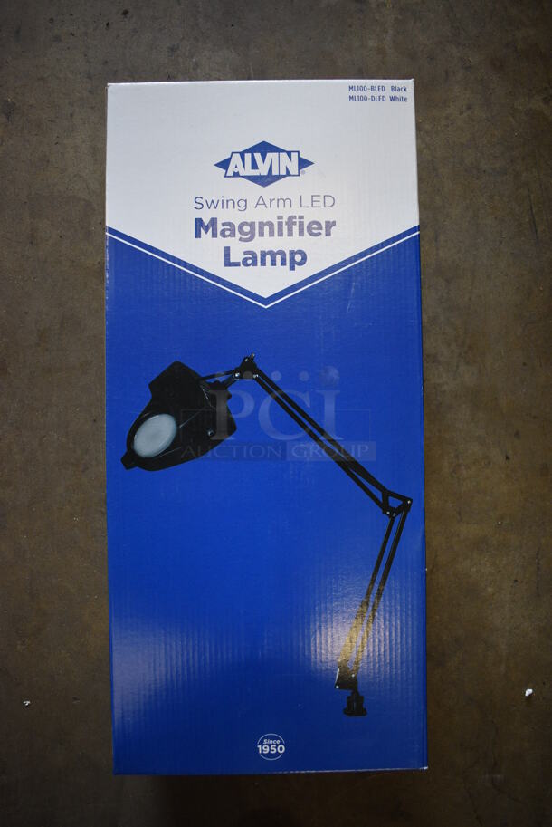 3 BRAND NEW IN BOX! Alvin ML100-BLED Black Swing Arm LED Magnifier Lamps. 3 Times Your Bid!