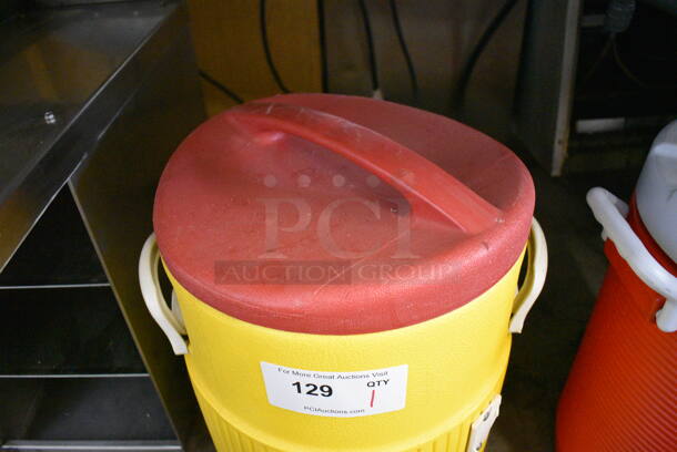 Igloo Yellow and Red Poly Portable Water Cooler. 15x15x21 - Image 3 of 3