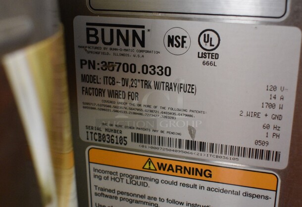 Bunn Model ITCB-DV Stainless Steel Commercial Countertop Iced Tea Machine w/ 2 Beverage Holder Dispensers and 2 Poly Brew Baskets. 120 Volts, 1 Phase. 12.5x24x34.5 - Image 3 of 4