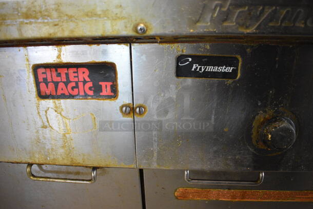 Frymaster Model FM235SD Stainless Steel Commercial Propane Gas Powered Deep Fat Fryer w/ Left Side Dumping Station, 4 Baskets and Lid on Commercial Casters. 110,000 BTU. 47x32x51 - Image 4 of 9