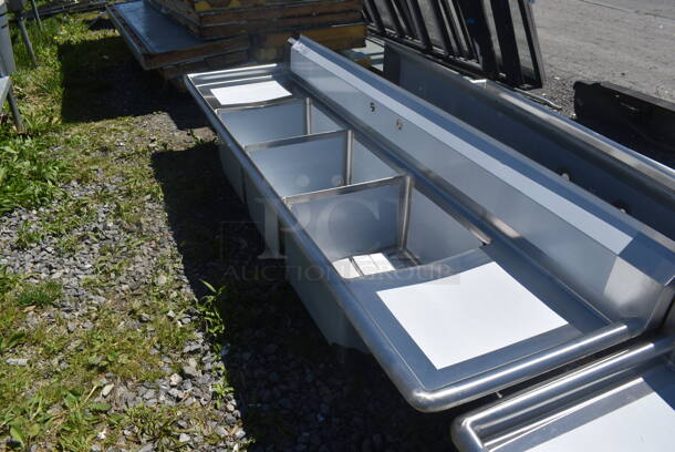 BRAND NEW SCRATCH AND DENT! Steelton Stainless Steel Commercial 3 Compartment Sink w/ Left and Right Side Drain Board. No Legs. Bays 18x18x12. Drain Boards 16x20 - Image 3 of 5