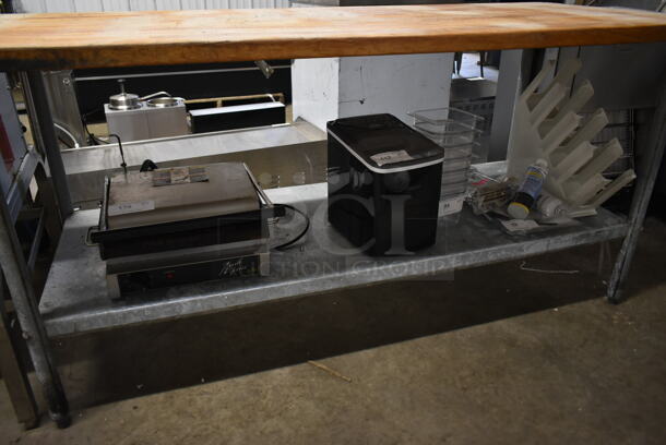 Butcher Block Table w/ Metal Under Shelf. - Image 3 of 4