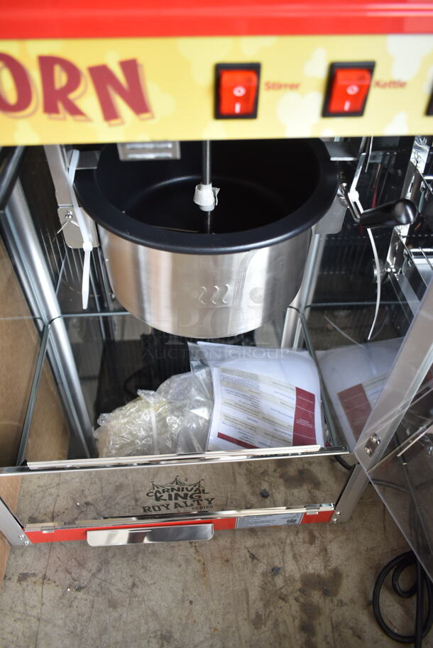 BRAND NEW SCRATCH AND DENT! Carnival King 382PM50NR Royalty Series 12 oz. Red Commercial Popcorn Machine / Popper. 120 Volts, 1 Phase. Tested and Working! - Image 3 of 6