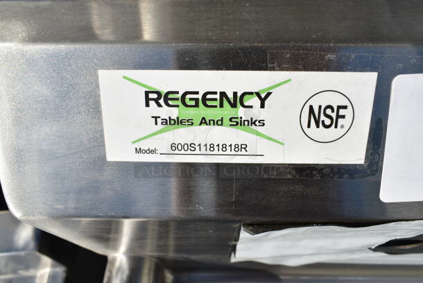 BRAND NEW SCRATCH AND DENT! Regency 600S1181818R 38 1/2" 16-Gauge Stainless Steel One Compartment Commercial Sink with 1 Drainboard - 18" x 18" x 14" Bowl. No Legs.  - Image 5 of 5