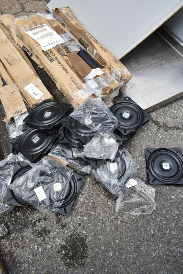 Lot of BRAND NEW SCRATCH AND DENT! Lancaster Table & Seating Items; 5 164TCOLROD25 25 3/16" Standard Height Table Base Column and Rod and 17 964SWIP Bar Stool Flat Swivel - Image 1 of 6