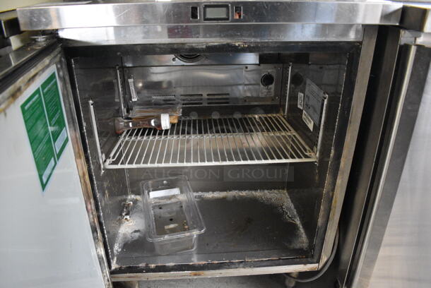 Turbo Air Model MUR-28 Stainless Steel Commercial Single Door Under Counter Cooler w/ Poly Clear Sneeze Guard. 115 Volts, 1 Phase. 27.5x30x63. Tested and Powers On But Does Not Get Cold - Image 3 of 4