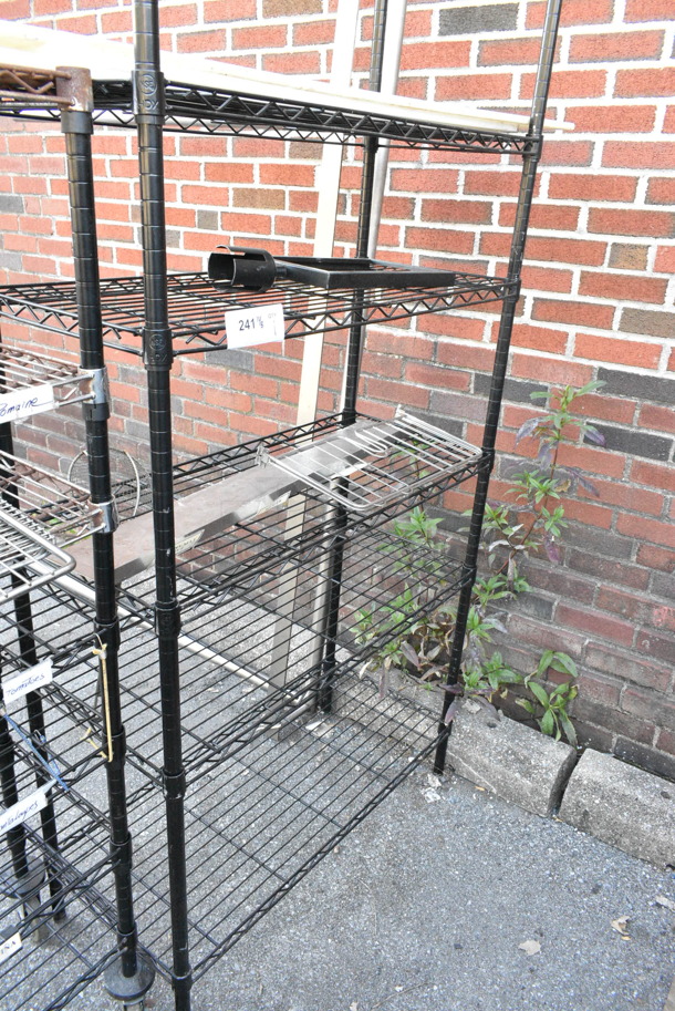 Black Finish 5 Tier Wire Shelving Unit. BUYER MUST DISMANTLE. PCI CANNOT DISMANTLE FOR SHIPPING. PLEASE CONSIDER FREIGHT CHARGES. - Image 1 of 2