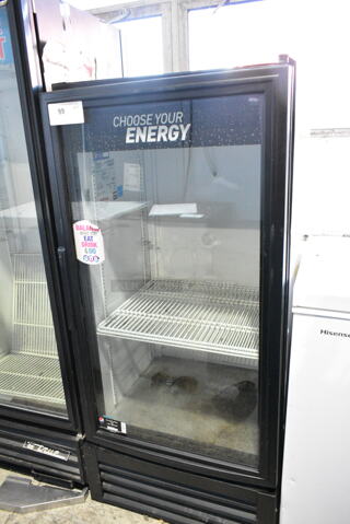 True GDM-10-LD Metal Commercial Single Door Reach In Cooler Merchandiser w/ Poly Coated Racks. 115 Volts, 1 Phase. Tested and Working!