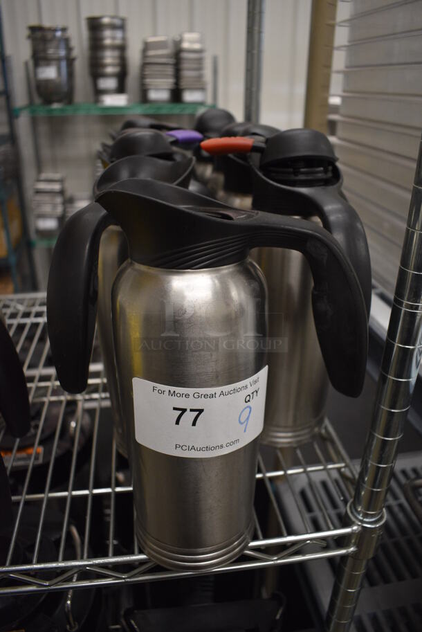 9 Stainless Steel Urns w/ 7 Lids. 7x4x11. 9 Times Your Bid! - Image 1 of 3