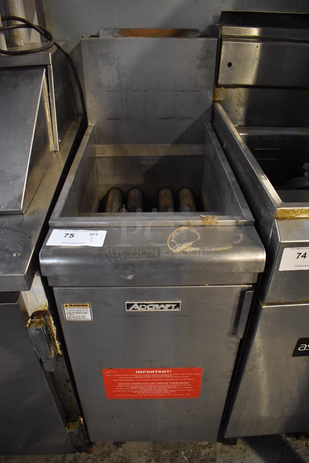 Adcraft Stainless Steel Commercial Floor Style Natural Gas Powered Deep Fat Fryer. 16x32x48