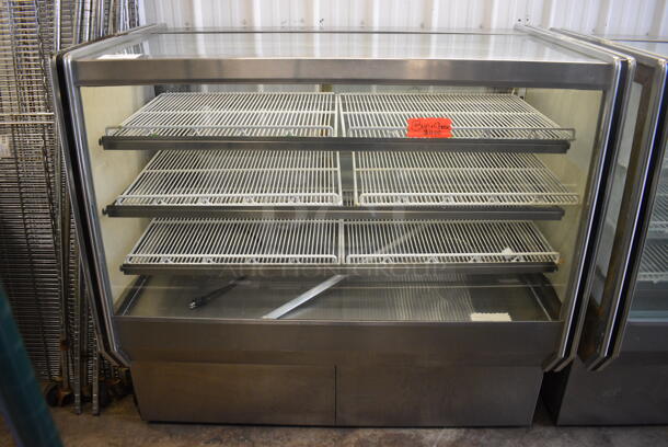 Stainless Steel Commercial Floor Style Deli Display Case Merchandiser w/ Poly Coated Racks. 115 Volts, 1 Phase. 57x35x56. Tested and Working!