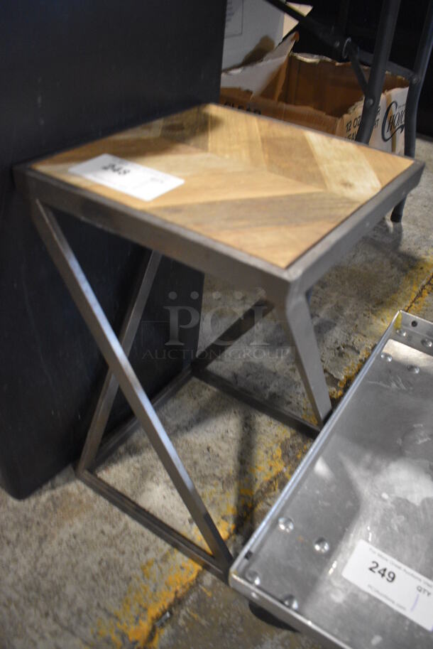 Wooden End Table on Metal Frame. 12x12x19.5 - Image 2 of 3