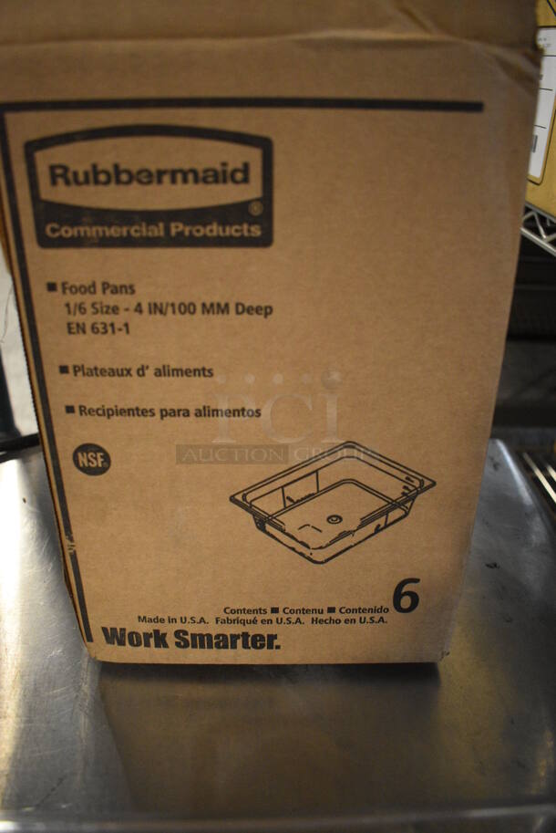 6 BRAND NEW IN BOX! Rubbermaid FG105P00CLR Clear Poly 1/6 Size Drop In Bins. 1/6x4. 6 Times Your Bid! - Image 5 of 6