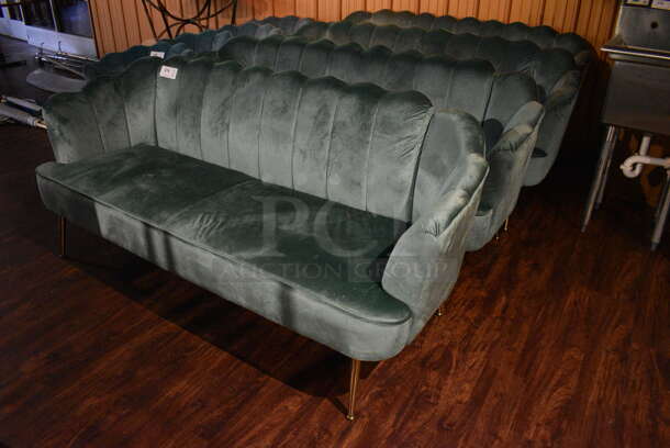4 Blue Couches on Metal Legs. 76x29x33. 4 Times Your Bid! (lounge) - Image 2 of 5