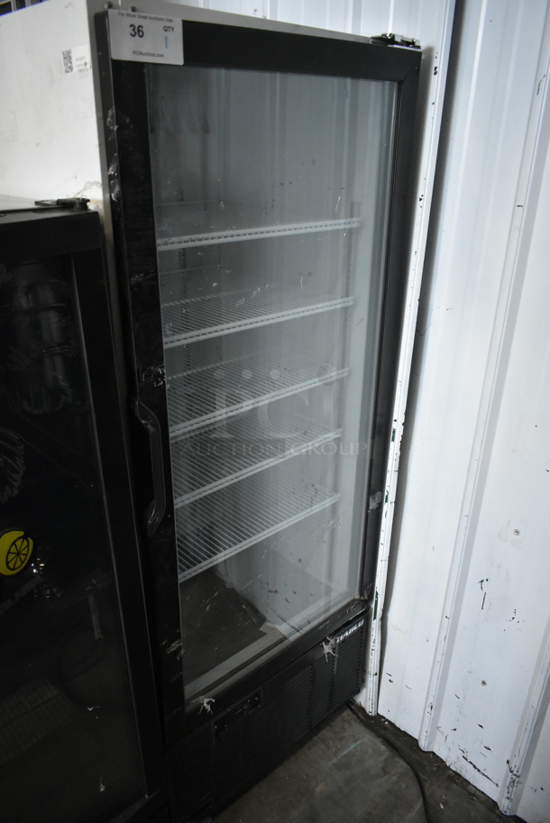 Habco SE12 Metal Commercial Single Door Reach In Cooler Merchandiser w/ Poly Coated Racks. 115 Volts, 1 Phase. Tested and Powers On But Does Not Get Cold - Image 1 of 4