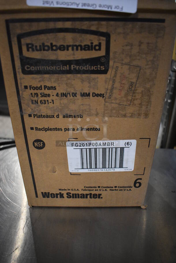 6 BRAND NEW IN BOX! Rubbermaid FG201P00AMBR Amber Poly 1/9 Size Drop In Bins. 1/9x4. 6 Times Your Bid! - Image 5 of 6