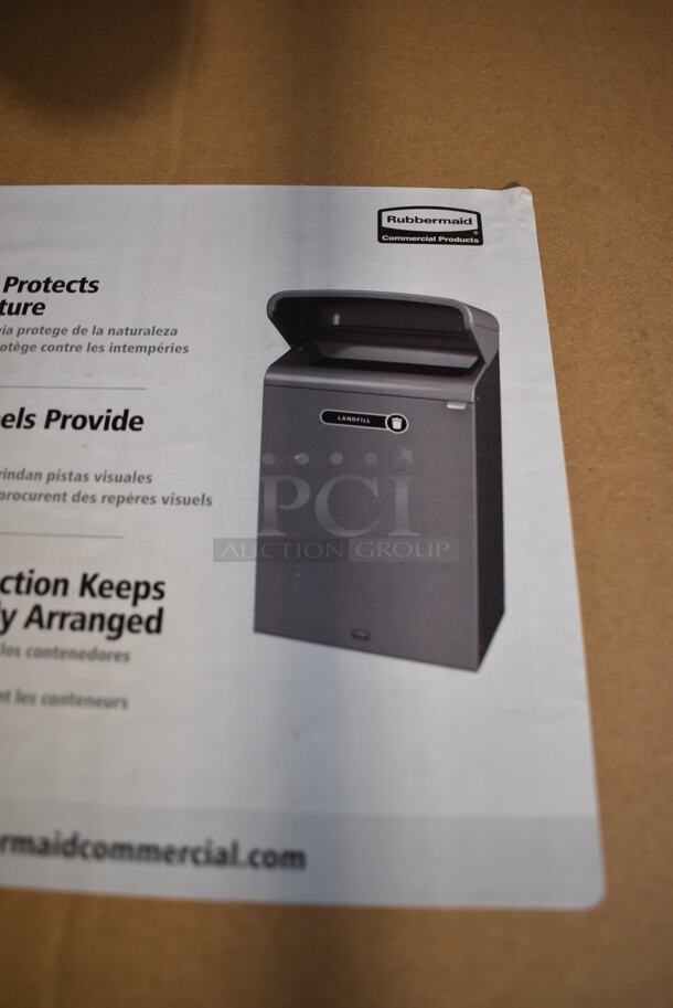 2 BRAND NEW IN BOX! Rubbermaid Gray Metal Trash Can Shell. 24.5x18.5x46.5. 2 Times Your Bid! - Image 3 of 6