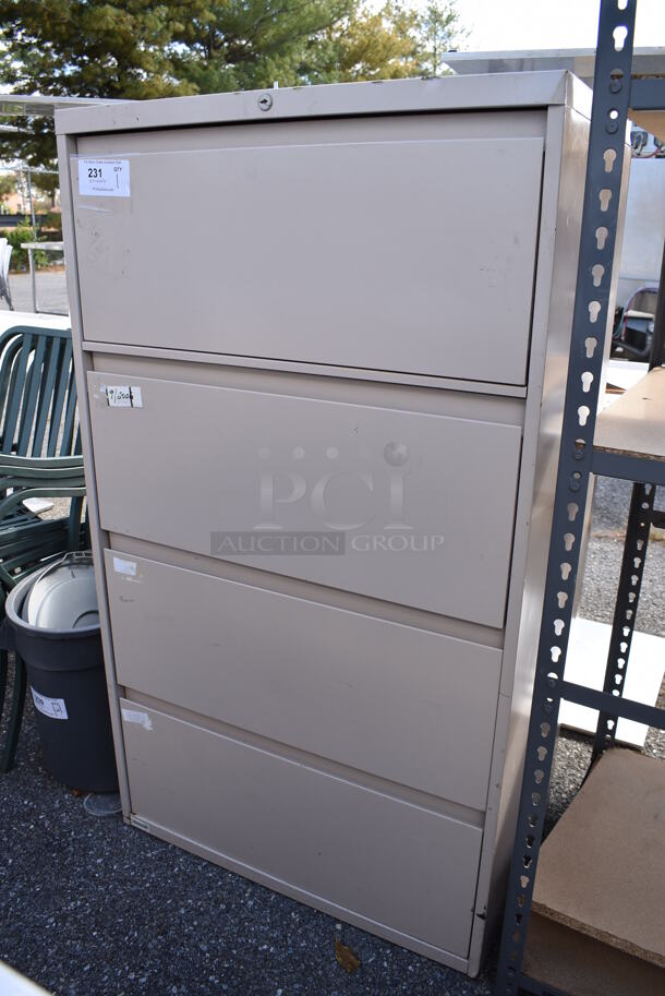 Tan Metal 4 Drawer Filing Cabinet. 30x18x52.5 - Image 3 of 9