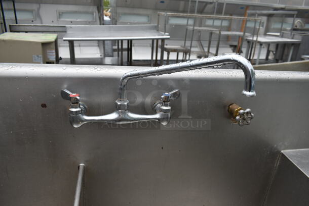 Stainless Steel Commercial 2 Bay Sink w/ Right Side Drain Board, Faucet and Handles. Bays 24x24. Drain Boards 28x24 - Image 4 of 5