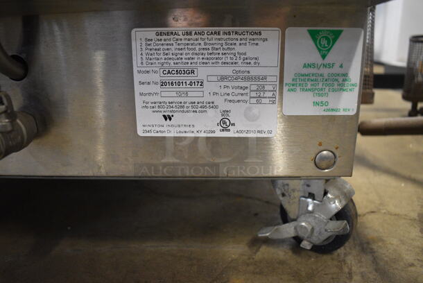 2016 Winston Cvap Model CAC503GR Stainless Steel Commercial Heated Cook and Hold Cabinet on Commercial Casters. 208 Volts, 1 Phase. 20x26x36 - Image 6 of 7