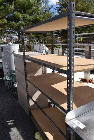 Metal and Wood Pattern 5 Tier Shelving Unit. BUYER MUST DISMANTLE. PCI CANNOT DISMANTLE FOR SHIPPING. PLEASE CONSIDER FREIGHT CHARGES. 48x25x72