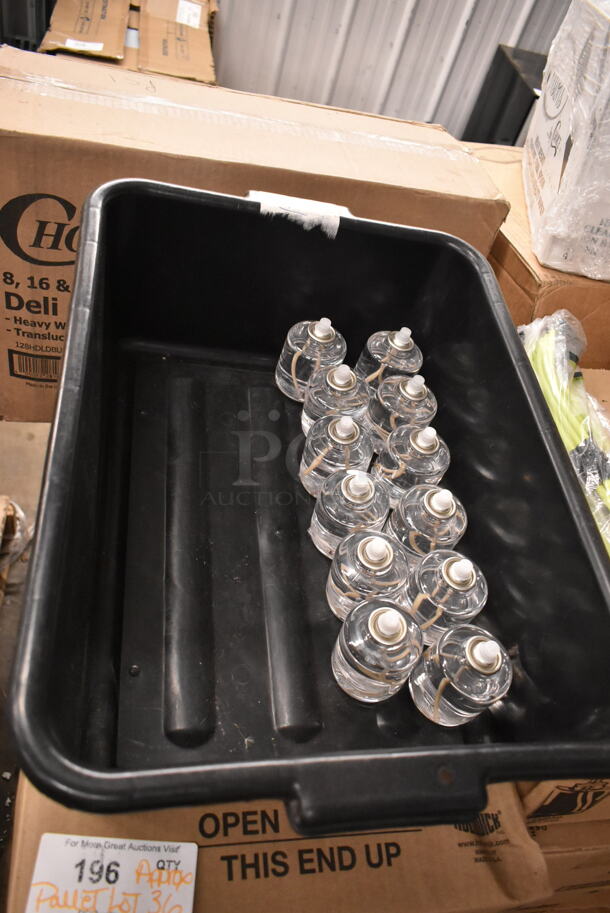 PALLET LOT of 36 BRAND NEW Boxes Including 395TO993 EcoChoice 9" x 9" x 3" Compostable Sugarcane / Bagasse 3 Compartment Takeout Container - 200/Case, 130IC10PCLW1M Choice 10 lb. Clear Wicketed Ice Bag with Ice Print - 1000/Case, 128HD12COMBO ChoiceHD Microwavable Translucent Deli Container, 7 Box Hollowick HD50-36 50 Hour "Smokeless" Clear Liquid Candle Fuel Cartridge - Not for Home Consumer Use - 48/Case, enMotion 59460A Dispenser, Acopa 553GD1535WS Wood Base for Acopa 3 and 5 Gallon Glass Beverage Dispensers,Jumbo Paper Straws, 2 Box 130PKROLLKFS Visions 17" x 17" Black Pre-Rolled Linen-Feel Napkin and Clear Heavy Weight Plastic Cutlery Set - 100/Case, Kraus KCU-273 Ceramic Sink. 36 Times Your Bid! - Image 4 of 12