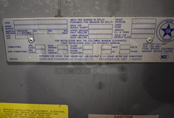 Garland Model M35SS Stainless Steel Commercial Floor Style Natural Gas Powered Deep Fat Fryer. 110,000 BTU. 17x39x44 - Image 5 of 6