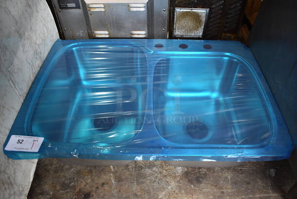 BRAND NEW! Stainless Steel Commercial 2 Bay Drop In Sink. 33x22x9