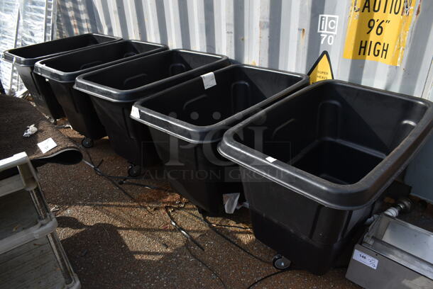 5 BRAND NEW! Lavex Black Poly Tilt Trucks on Commercial Casters. 5 Times Your Bid! - Image 1 of 3