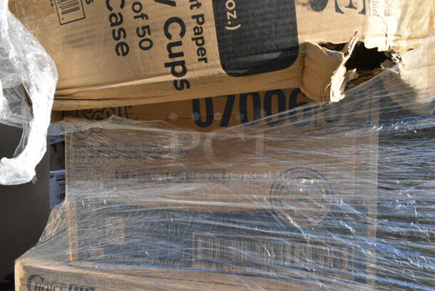 23 BRAND NEW Boxes Including 500MFT Lavex White M-Fold (Multifold) Towel - 4000/Case, 127PL400 Choice PET Plastic Lid for 3.25 to 5.5 oz. Souffle Cup / Portion Cup - 2500/Case, 760FF16 Choice 16 oz. French Fry Cup - 1000/Case, 128HD8COMBO Choice Heavy Duty 8 oz. Microwavable Translucent Plastic Deli Container and Lid Combo Pack - 240/Case, 130BKKNIFEH Choice Black Heavy Weight Plastic Knife - 1000/Case, 433CARRIER4 Choice Pulp Fiber 4 Cup Carrier - 300/Case, 128HD8COMBO Choice Heavy Duty 8 oz. Microwavable Translucent Plastic Deli Container and Lid Combo Pack - 240/Case, 2451282WBPBL Baker's Lane 12" x 8" x 2 1/4" Pink Auto-Popup Window Donut / Bakery Box - 200/Bundle, 5002TPJ Morcon Morsoft 2-Ply 625' Jumbo Toilet Paper Roll with 8 1/2" Diameter - 12/Case, 130IC8PCLW1M Choice 8 lb. Clear Wicketed Ice Bag with Ice Print - 1000/Case. 23 Times Your Bid!  - Image 6 of 12