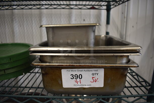 5 Various Stainless Steel Drop In Bins. Includes 1/2x4. 5 Times Your Bid!