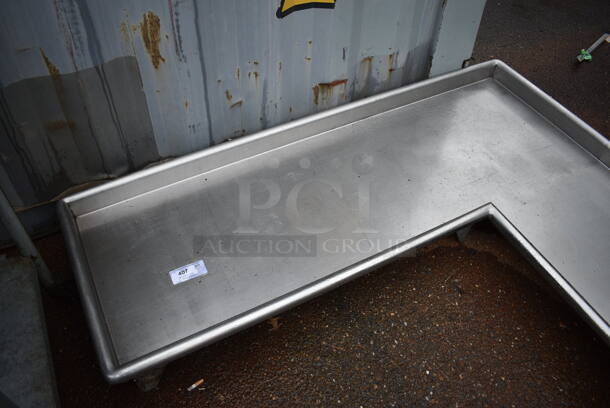 Stainless Steel L Shaped Left Side Dishwasher Table. No Legs. 70x75x8 - Image 3 of 5