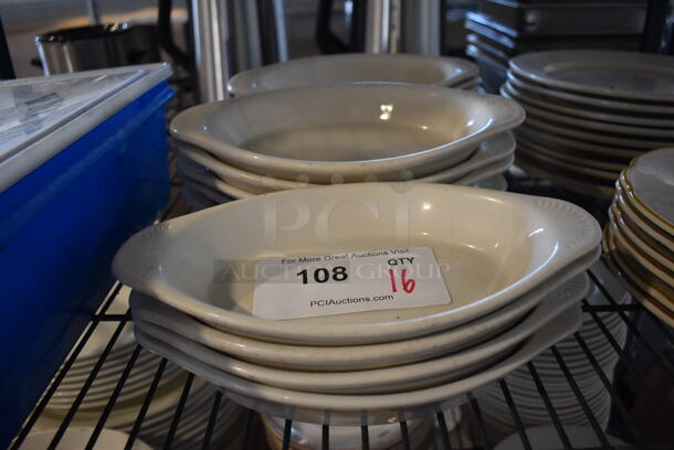 16 White Ceramic Single Serving Casserole Dishes. 10x5x1.5. 16 Times Your Bid!