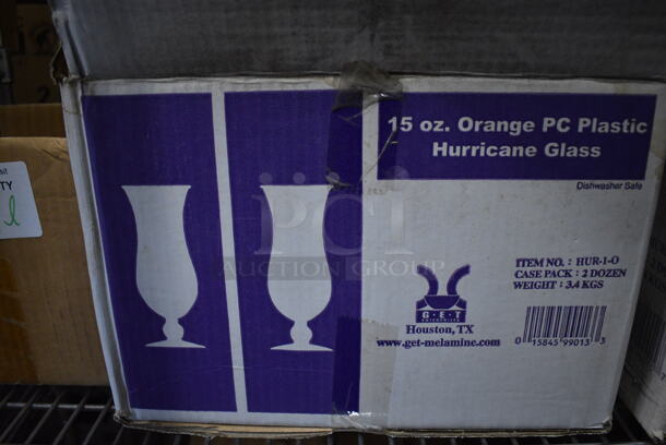 ALL ONE MONEY! Lot of 12 Orange Poly Hurricane Beverage Glasses. 3x3x8 - Image 3 of 3