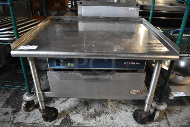 Alto Shaam Halo Heat Single Drawer Warming Drawer and Stainless Steel Equipment Stand on Commercial Casters. 37x30x27