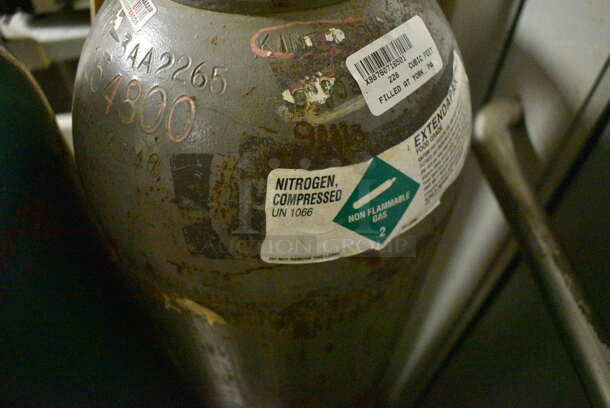 3 Metal Nitrogen Tanks. 8x8x57. Buyer Must Pick Up - We Will Not Ship This Item. 3 Times Your Bid! (kitchen) - Image 3 of 5