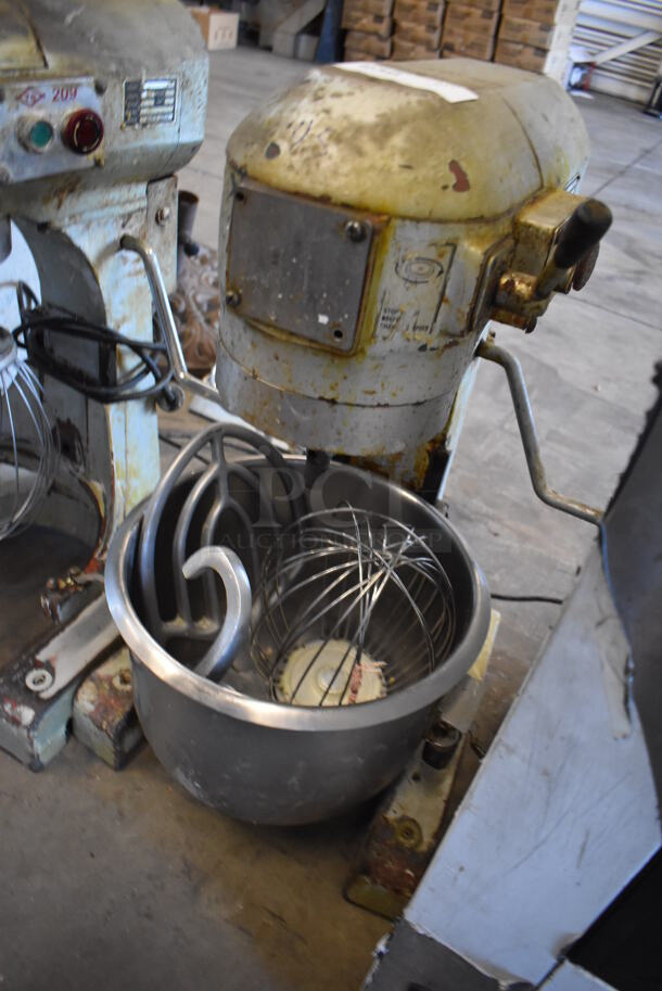 Metal Commercial Countertop 20 Quart Planetary Dough Mixer w/ Metal Mixing Bow, Dough Hook, Paddle and Balloon Whisk Attachments. 115 Volts, 1 Phase. 17x17x30. Cannot Test - Unit Needs New Power Cord - Image 3 of 6