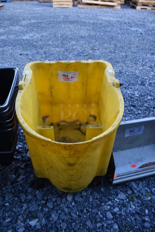 Yellow Poly Mop Bucket on Casters. 16x20x17