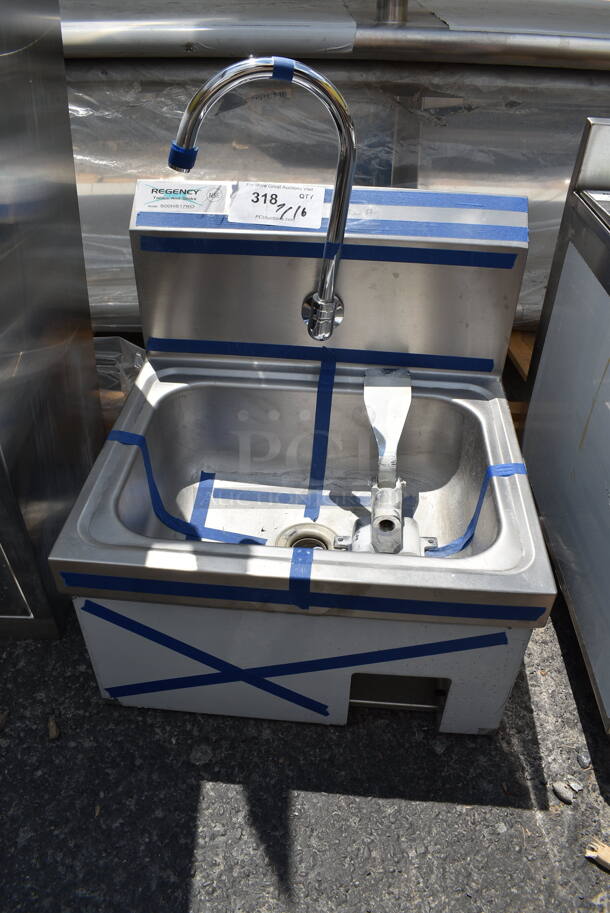 BRAND NEW SCRATCH AND DENT! Regency 600HS17KO 17" x 15" Wall Mounted Hands-Free Hand Sink with Knee Operated Valve - Image 2 of 6